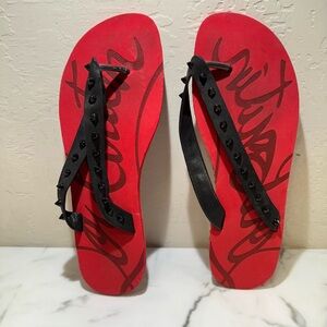 Christian Louboutin Red and Black Sandals